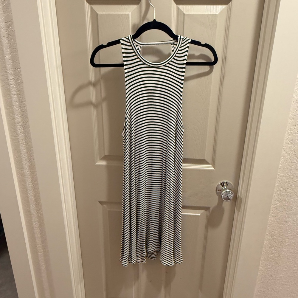 Black & White Striped Racerback Swing Dress